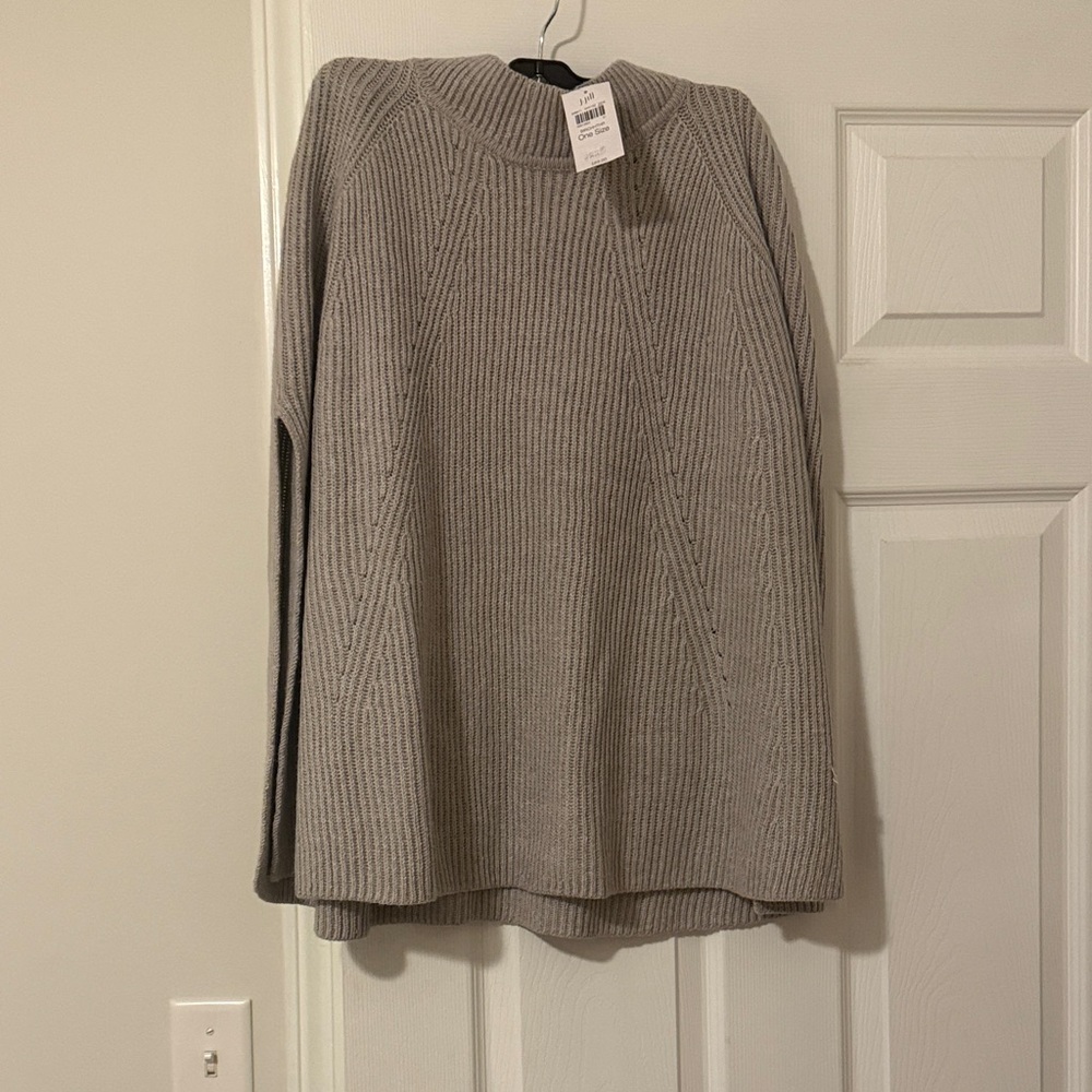 NWT J. Jill Light Gray Women's Poncho Sweater